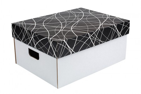 úložný kartonový box bílo černá